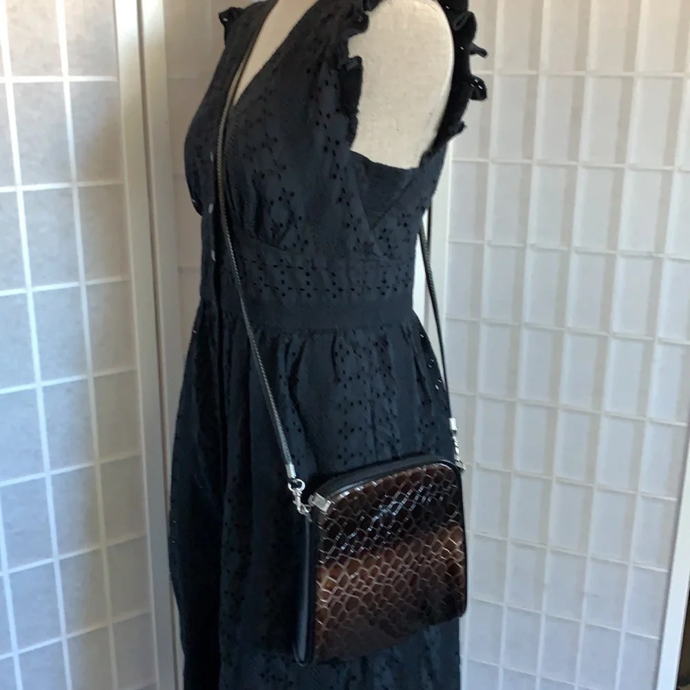 Vittorio Croc Embossed Vegan Leather Crossbody Bag